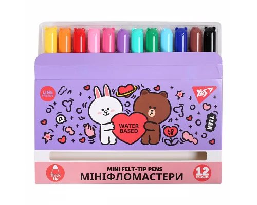 Фломастеры Yes 12 цветов Line Friends Mini (650594)