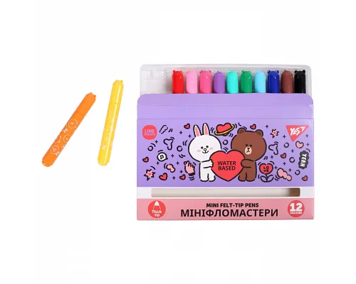 Фломастеры Yes 12 цветов Line Friends Mini (650594)