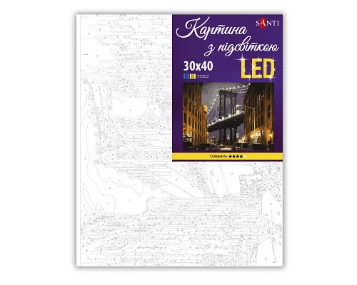 Картина за номерами SANTI Брукленський міст 30х40 см LED підсвітка (956445)