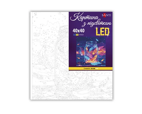 Картина за номерами SANTI Магічне пір'я 40х40 см LED підсвітка (956543)