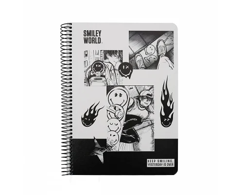 Зошит для записів Yes А5 80 аркушів клітинка на спіралі Smiley World Keep smiling (152269)