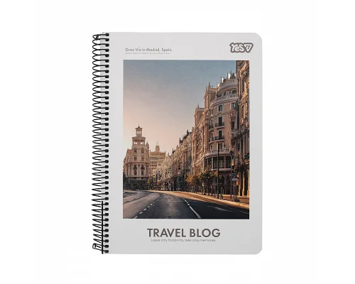 Зошит для записів Yes А5 80 аркушів клітинка на спіралі Travel (152288)