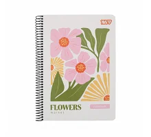 Зошит для записів Yes А5 80 аркушів клітинка на спіралі Flowers (152292)