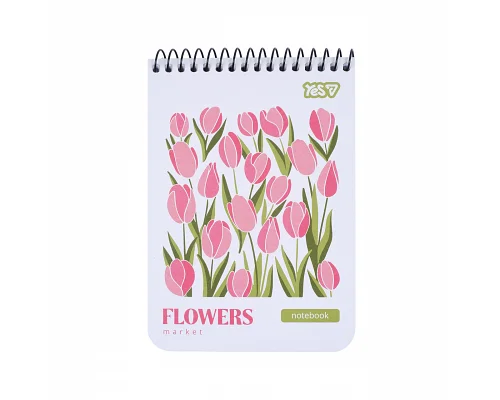 Зошит для записів Yes А6 80 аркушів клітинка на спіралі Flowers (152293)
