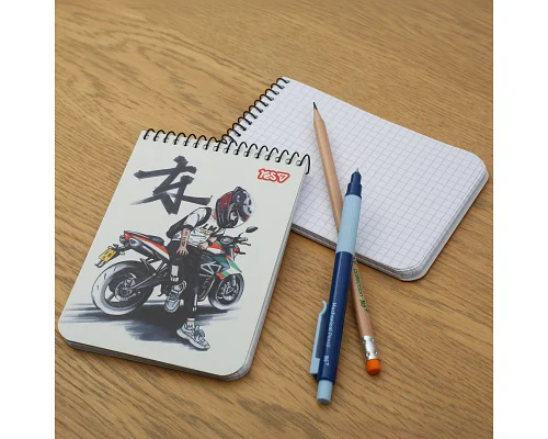 Зошит для записів Yes А6 80 аркушів клітинка на спіралі Moto (152300)