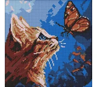 Алмазная мозаика Котик и бабочка art_selena_ua 30х30 Идейка (AMO20076)