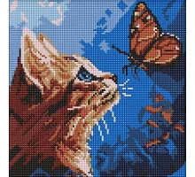 Алмазна мозаїка Котик та метелик art_selena_ua 30х30 Ідейка (AMO20076)