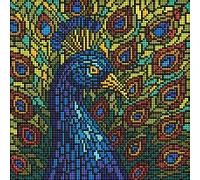Алмазна мозаїка Вітраж. Павич art_selena_ua 30х30 Ідейка (AMO8323)