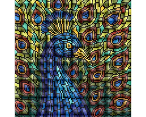 Алмазна мозаїка Вітраж. Павич art_selena_ua 30х30 Ідейка (AMO8323)