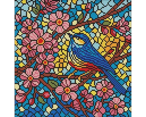 Алмазна мозаїка Вітраж. Синиця art_selena_ua 30х30 Ідейка (AMO8326)