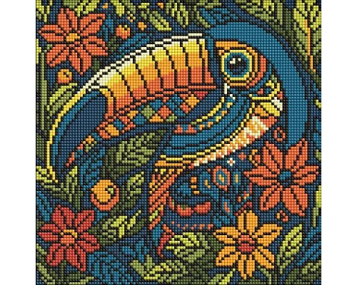 Алмазна мозаїка Вітраж. Тукан art_selena_ua 30х30 Ідейка (AMO8332)