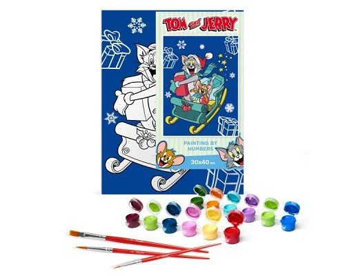 Картина за номерами Tom and Jerry: на санчатах Warner Bros 30х40 Ідейка (KHO6859)