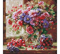 Алмазна мозаїка Букет і фрукти art_selena_ua 40х40 Ідейка (AMO8314)