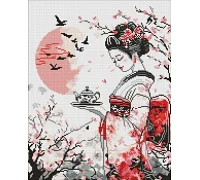 Алмазна мозаїка Гейша і чай art_selena_ua 40х50 Ідейка (AMO8328)