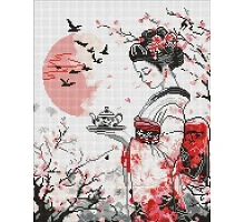 Алмазна мозаїка Гейша і чай art_selena_ua 40х50 Ідейка (AMO8328)