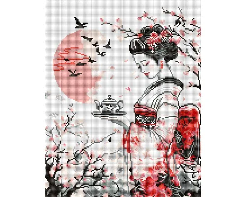 Алмазна мозаїка Гейша і чай art_selena_ua 40х50 Ідейка (AMO8328)