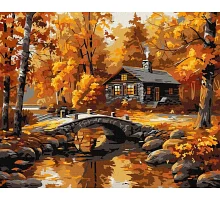 Картина за номерами Селище над річкою art_selena_ua 40х50 Ідейка (KHO6426)