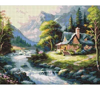 Алмазна мозаїка Будиночок у горах art_selena_ua 40х50 Ідейка (AMO20002)