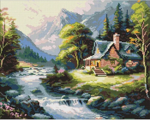 Алмазна мозаїка Будиночок у горах art_selena_ua 40х50 Ідейка (AMO20002)