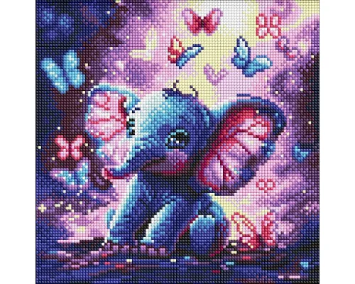 Алмазная мозаика Беззаботный слоник art_selena_ua 30х30 Идейка (AMO8235)
