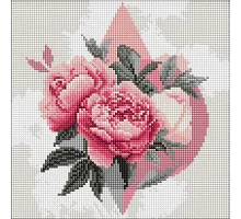 Алмазна мозаїка Геометричні фігури з півоніями art_selena_ua 30х30 Ідейка (AMO8230)