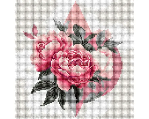 Алмазная мозаика Геометрические фигуры с пионами art_selena_ua 30х30 Идейка (AMO8230)