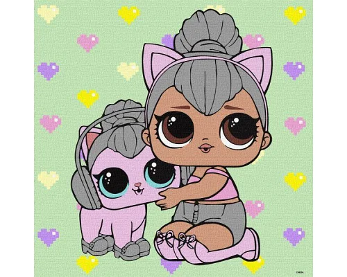 Картина за номерами L.O.L. Surprise! TroopSurprise Kitty Queen With Kitty 40х40 Ідейка (KHO6290)