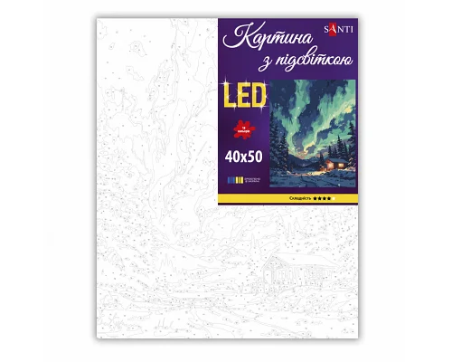 Картина за номерами Північне сяйво LED підсвітка 40x50 см SANTI (956655)