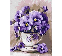Картина за номерами Чай з фіалками art_selena_ua 30х40 Ідейка (KHO3335)
