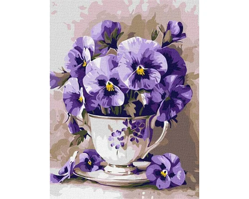 Картина за номерами Чай з фіалками art_selena_ua 30х40 Ідейка (KHO3335)