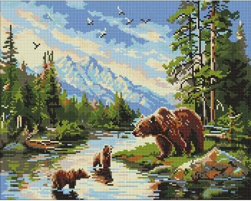 Алмазна мозаїка Ведмедиця і ведмежата art_selena_ua 40х50 Ідейка (AMO20089)