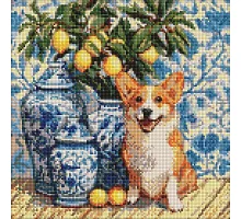 Алмазна мозаїка Коргі та лимони art_selena_ua 40х40 Ідейка (AMO20217)
