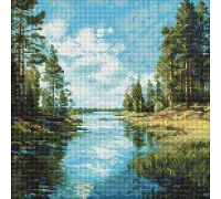 Алмазна мозаїка Струмок в лісі art_selena_ua 40х40 Ідейка (AMO8336)