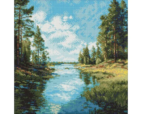 Алмазна мозаїка Струмок в лісі art_selena_ua 40х40 Ідейка (AMO8336)
