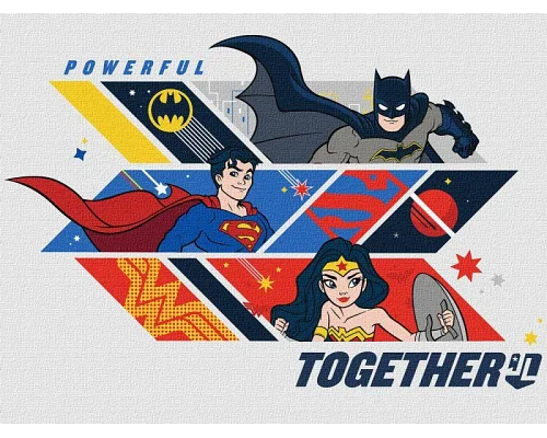 Картина за номерами Super Friends: Powerful together Warner Bros 30х40 Ідейка (KHO8715)