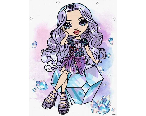 Картина за номерами Rainbow High. Violet з голограмними стразами (AB) 30х40 Ідейка (KHO1339)
