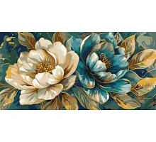 Картина по номерам Золотистые лепестки с красками металлик art_selena_ua 40х80 Идейка (KHO3332)