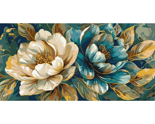 Картина за номерами Золотаві пелюстки з фарбами металік art_selena_ua 40х80 Ідейка (KHO3332)
