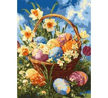 Картина по номерам Корзина с писанками и нарциссами art_selena_ua 30х40 Идейка (KHO5185)