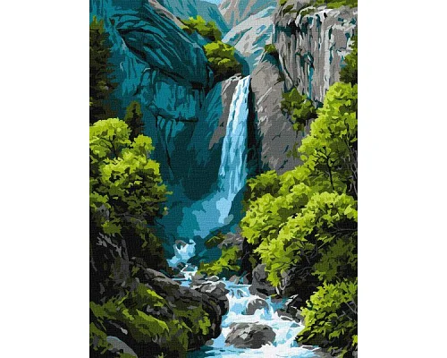 Картина за номерами Водоспад у горах art_selena_ua 30х40 Ідейка (KHO6437)