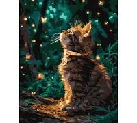 Картина за номерами Кошеня та світлячки з фарбами металік extra art_selena_ua 40х50 Ідейка (KHO6881)