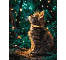 Картина за номерами Кошеня та світлячки з фарбами металік extra art_selena_ua 40х50 Ідейка (KHO6881)