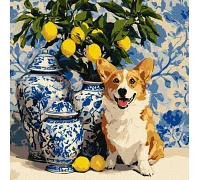 Картина за номерами Коргі та лимони art_selena_ua 40х40 Ідейка (KHO6882)