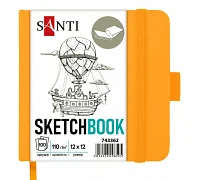 Скетчбук SANTI для графіки 12x12см 100 арк. тверда обкладинка PU 110г/м2 жовтий (743362)