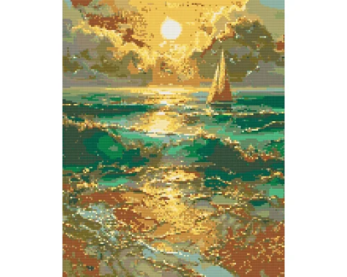 Алмазна мозаїка Пейзаж. Самотнє вітрило у морі 40x50 см Орігамі (OD30610-01)