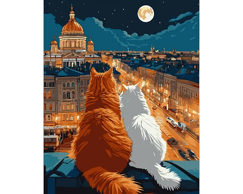 Картина за номерами SANTI Коти на даху 40х50 см LED підсвітка (956646)