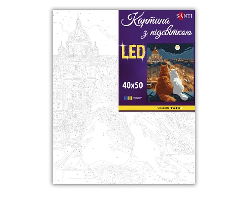 Картина за номерами SANTI Коти на даху 40х50 см LED підсвітка (956646)