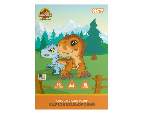 Картон цветной односторонний Jurassic World Kids 10 листов А4 папка YES (956848)