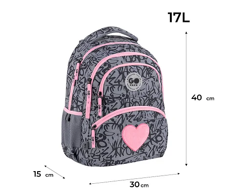 Рюкзак шкільний шкільний GoPack Education Fluffy Heart спинка 40 см (GO26-175M-4)