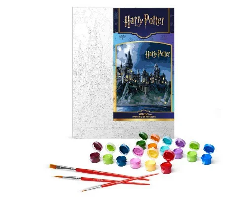 Картина за номерами Harry Potter: Гоґвортс вночі з фарбами металік extra Warner Bros. 40х50 Ідейка (KHO5230)